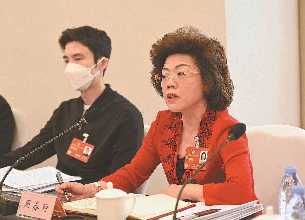 周春玲委员就如何为民营企业提供良好营商环境在小组讨论会上发言